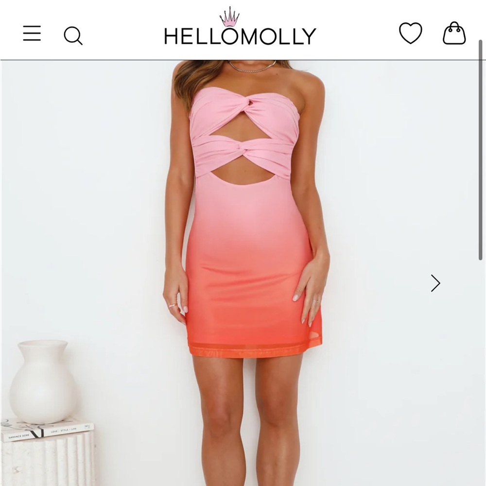 Hello Molly Strapless Pink and Orange Mini Dress